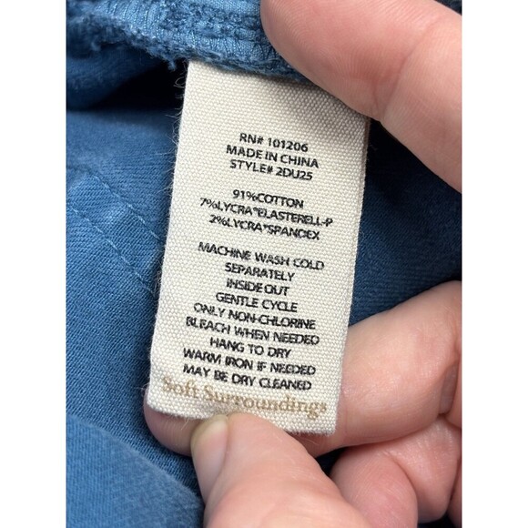 Soft Surroundings Jeans Teal Blue 10 Stretch 5 Pocket Style Tapered Dopamine - Picture 4 of 11